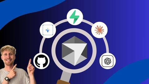 Course image for the AI Coding Masterclass with Malte Gruner and symbols of various development tools